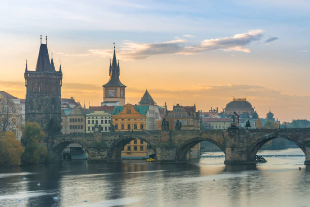 istock prague river bank view at morning 1079844008