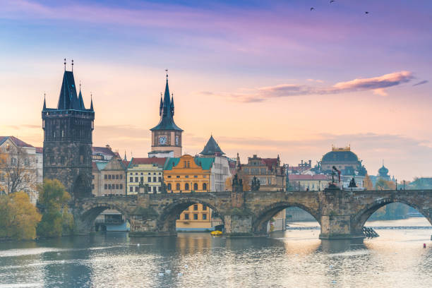 istock prague river bank view at morning 1079844268