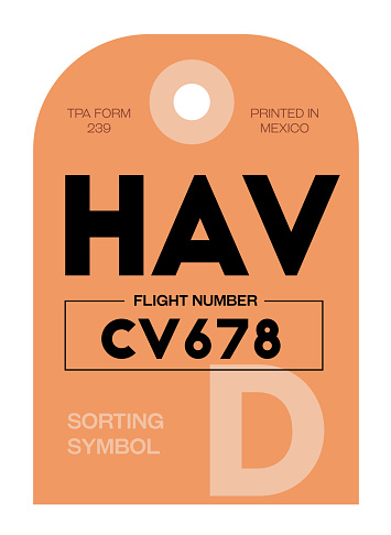 Havana realistically looking airport luggage tag illustration