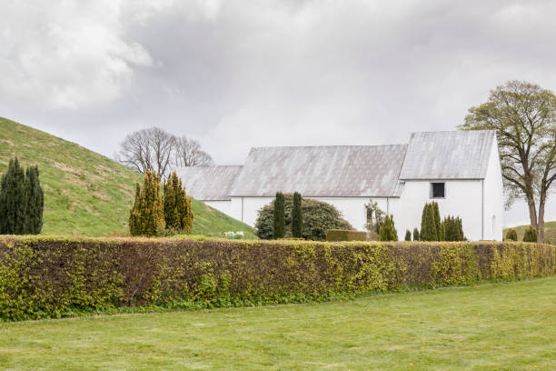 White church in Jelling, Denmark. stock photo