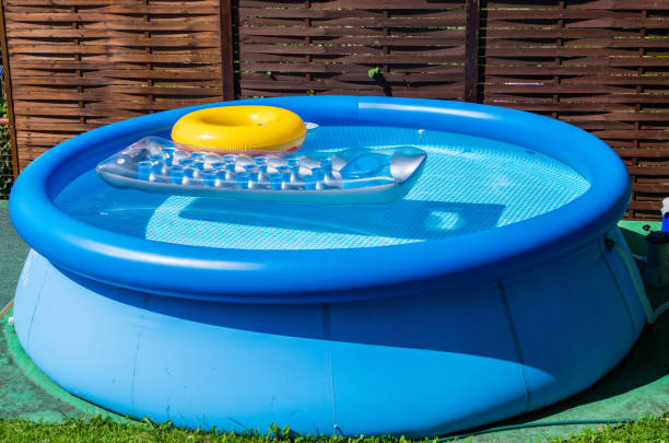 blue garden pool blue garden pool inflatable stock pictures, royalty-free photos & images