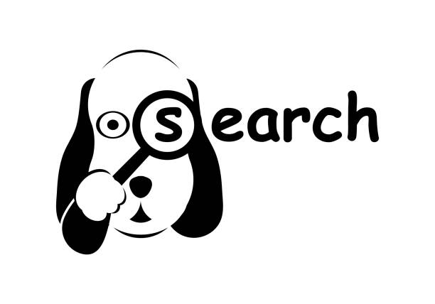ilustrações de stock, clip art, desenhos animados e ícones de search dog logo in black and white colors. - snooper