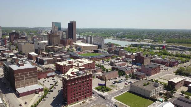Toledo, Ohio Skyline Toledo, Ohio skyline including the Fifth Third Field Mud Hens stadium, the Maumee River and downtown. mud hen stock pictures, royalty-free photos & images