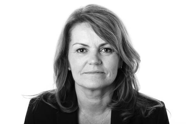 istock Caucasian woman black and white 1079898822
