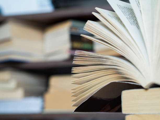 istock stacked books and blur background on wooden table 1079909436