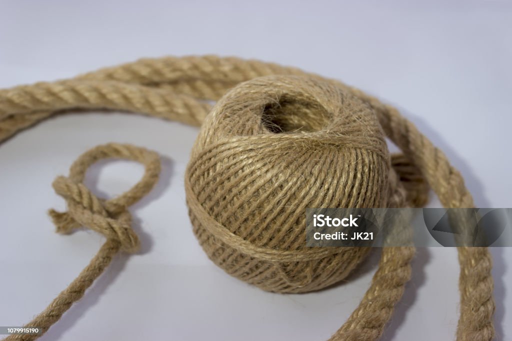Thin Twine Tangled In A Ball And Lasso Stock Photo - Download
