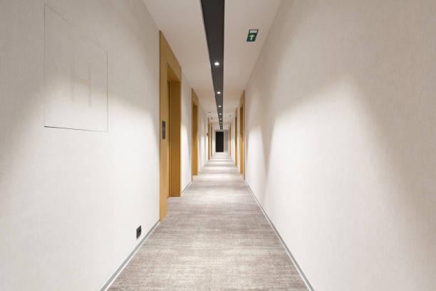 istock Interior of a hotel corridor 1079917444