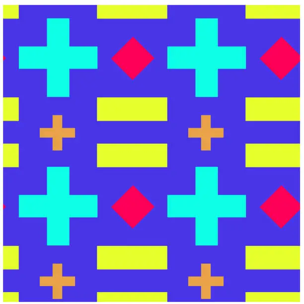 Vector illustration of Crosses and rectangles seamless pattern
