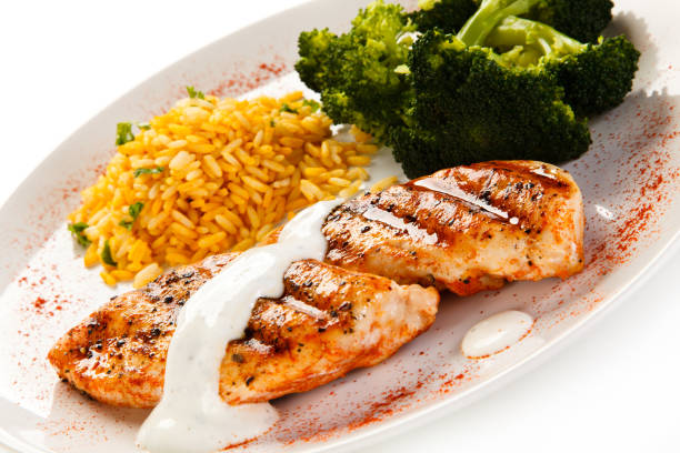 istock Roast chicken breast, rice and vegetables 1079927924