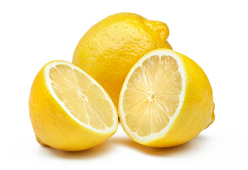 fresh ripe lemon fruits isolated on white background