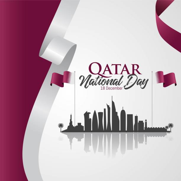 카타르 국경일 축 하 - qatari flag stock illustrations