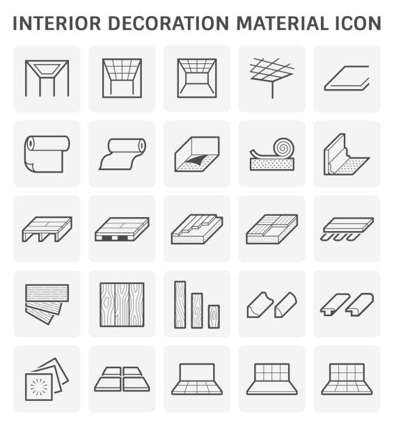 interior icon design Interior decoration material icon for architecture work. ceiling illustrations stock illustrations