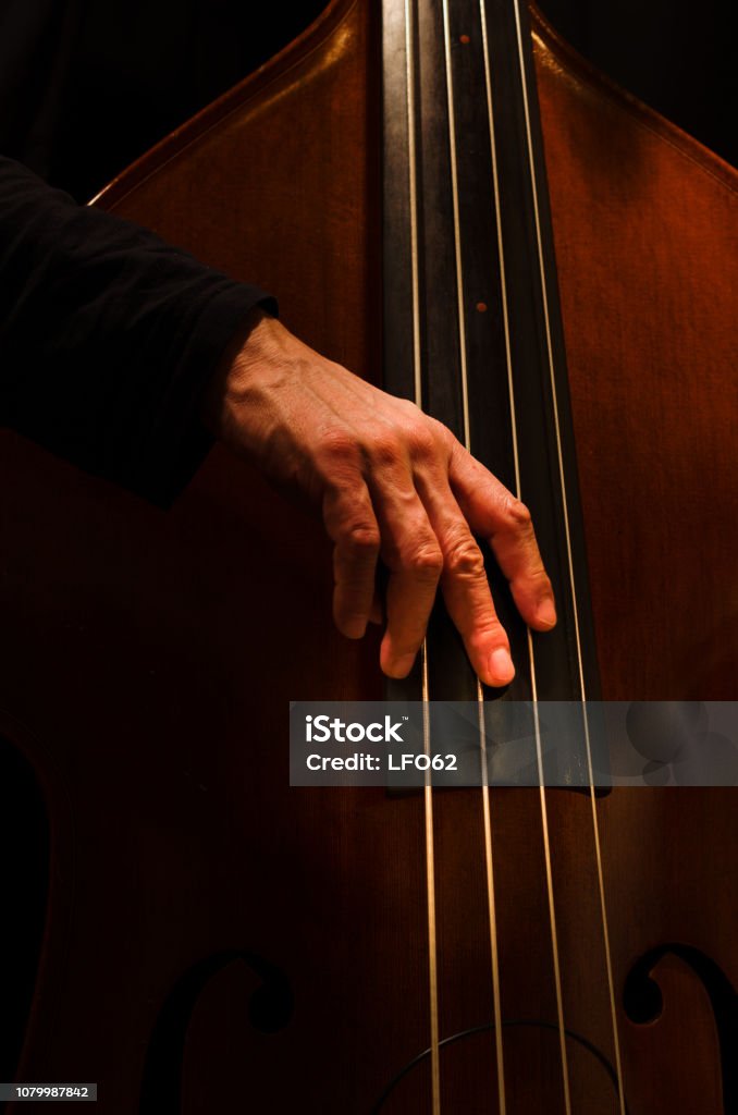 Double Bass Player Double Bass Player. Jazz Music Stock Photo