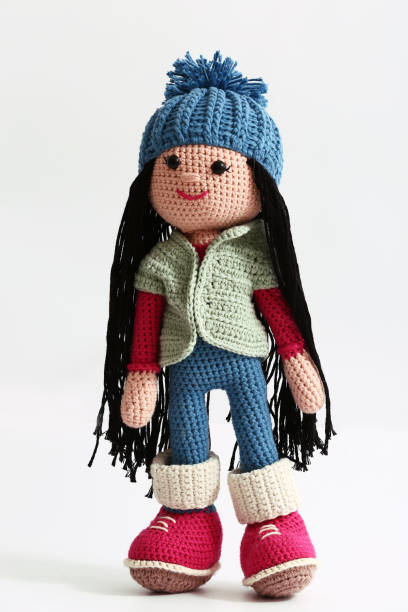 istock Soft knitted toy and on white background. 1079997378