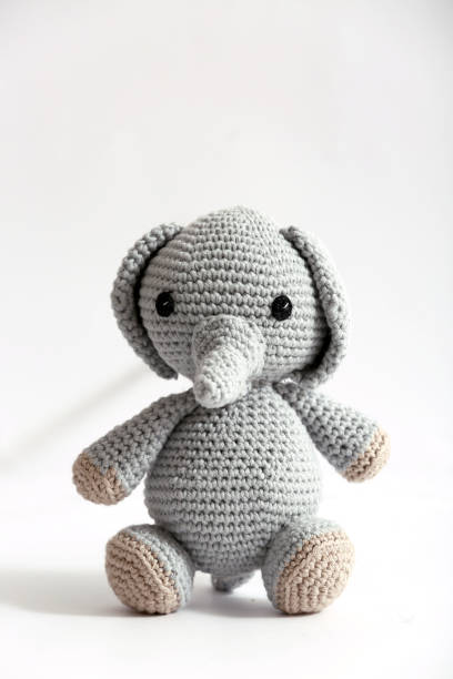 istock Soft knitted toy and on white background. 1080004092