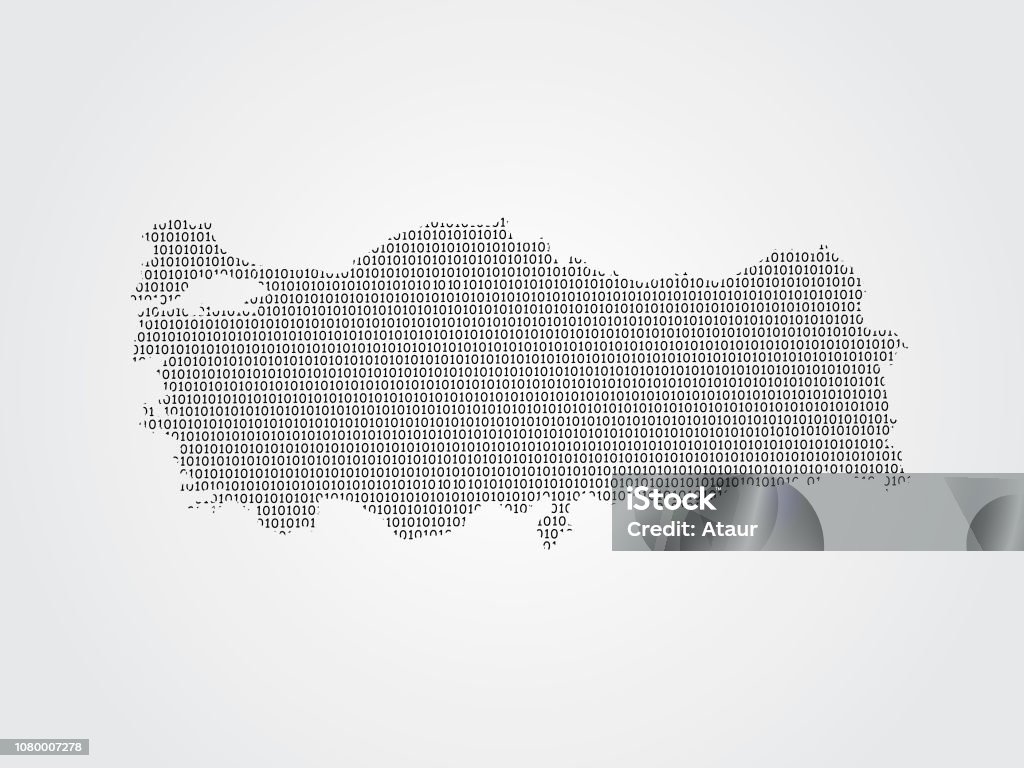 Turkey vector map illustration using binary codes on white background to mean advancement of digital technology Turkey vector map illustration using binary codes on white background to mean advancement of digital and technology Map stock vector