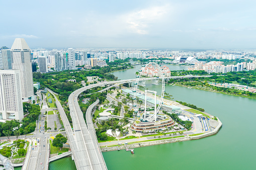 MARINE BAY / SINGAPORE, 29 APR 2018 - Marina Bay Sands is one of the most famous luxury hotel in Singapore with breathtaking view of the city from the top.