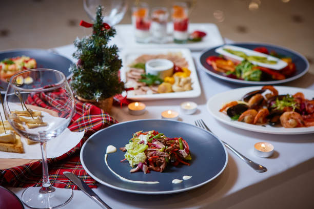 Beautifully set table in Christmas. Beautiful Christmas table setting