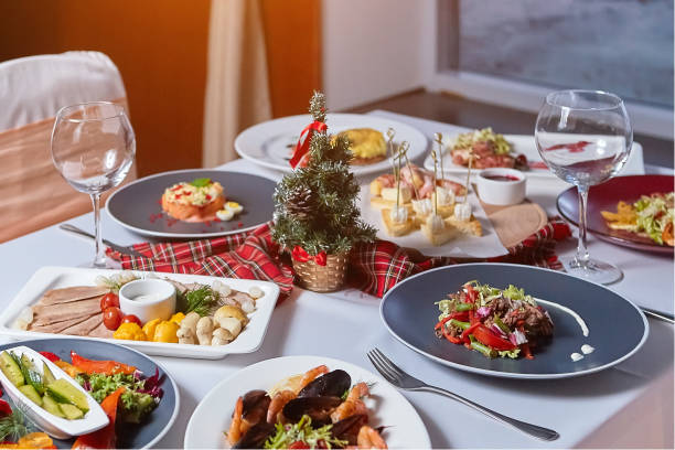 istock Served festive table with lots of food 1080047472