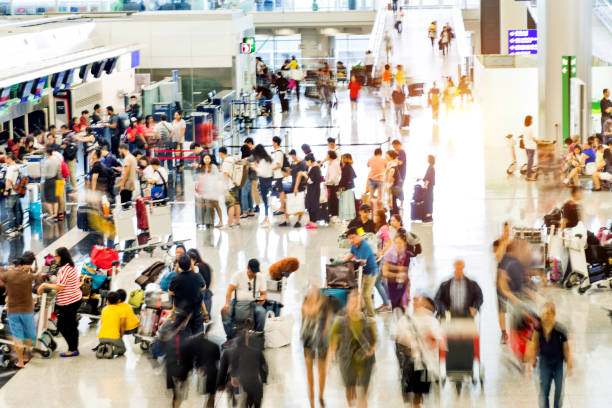 istock Crowd of people waiting for check-in 1080086020