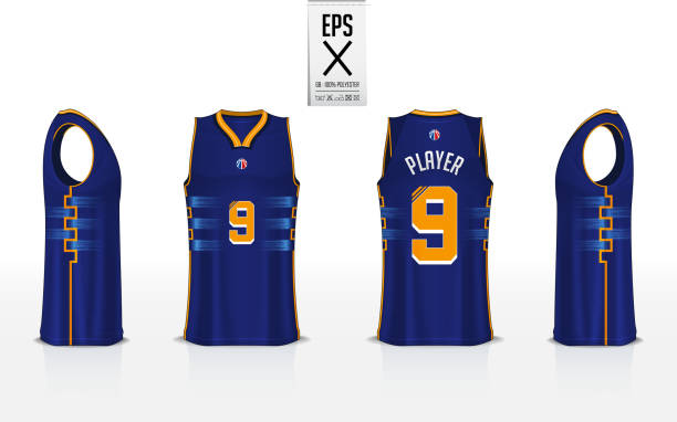 Basketball uniform template design for basketball club. Tank top t-shirt mockup for basketball jersey. Front view, back view and side view basketball shirt. Vector. Basketball uniform template design for basketball club. Tank top t-shirt mockup for basketball jersey. Front view, back view and side view basketball shirt. Vector Illustration. basketball uniform stock illustrations