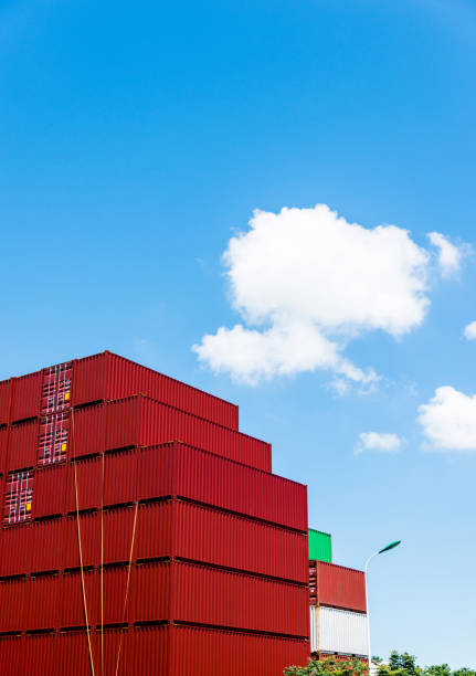 istock Group of cargo containers under blue sky 1080098846