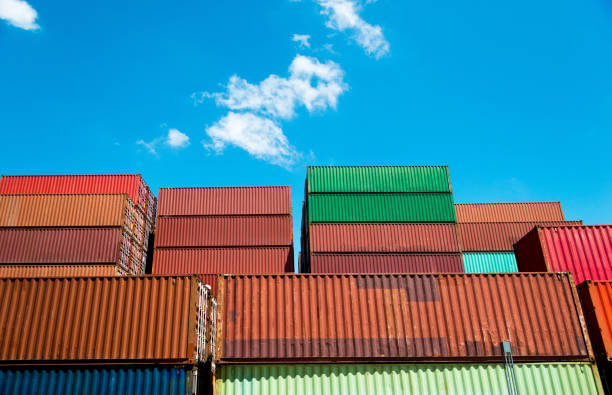 istock Group of cargo containers under blue sky 1080099046