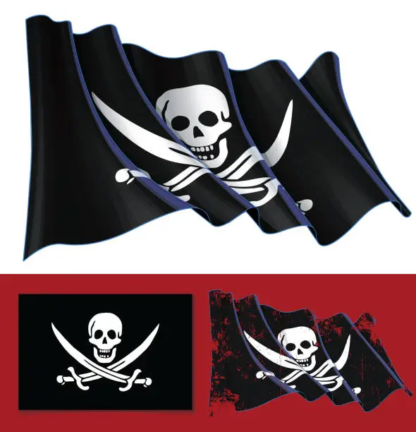 Vector illustration of Waving Jolly Roger of Calico Jack