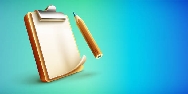 ilustrações de stock, clip art, desenhos animados e ícones de clipboard icon with clean paper sheet and pencil - to do list audio