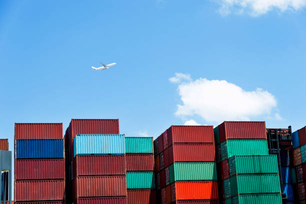 istock Group of cargo containers under blue sky 1080099240