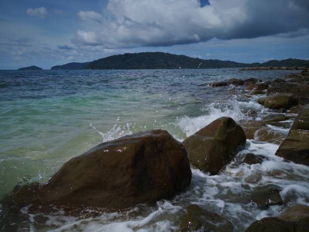 istock Beautiful wave breaks to the shore and it called swash. 1080104992