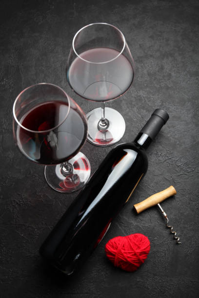 istock Red wine and heart, dating concept 1080107596