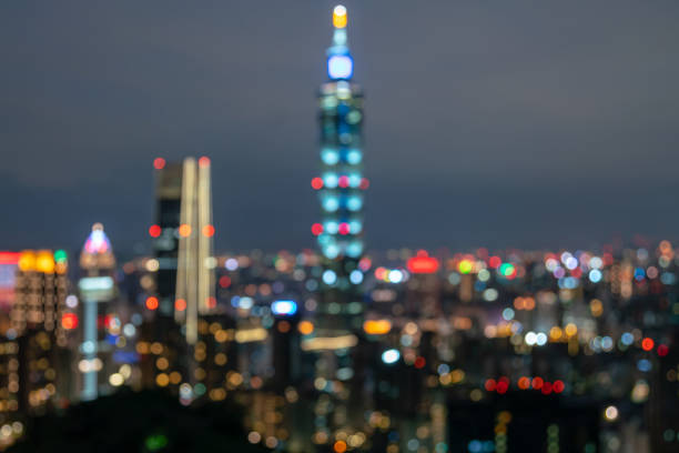 Night light Taipei city bokeh at twilight, abstract background