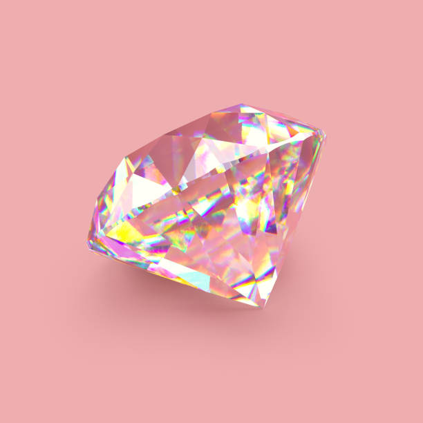 istock Shiny sparkling realistic diamond on rose gold background 1080117594
