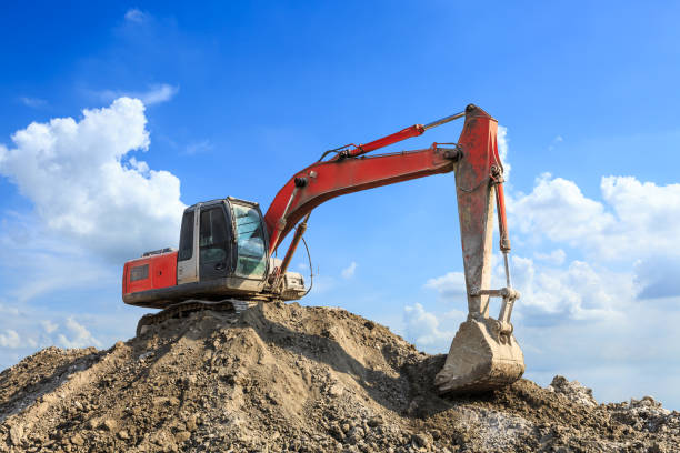 istock Excavator working at building site on sunny day 1080119262