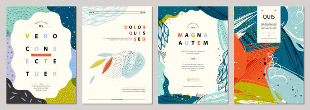 Universal Art Templates_02 Set of abstract creative universal artistic templates. Good for poster, card, invitation, flyer, cover, banner, placard, brochure and other graphic design. Vector illustration. watercolor nature stock illustrations
