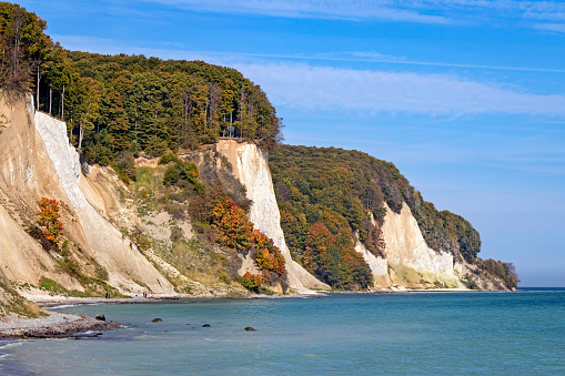 Chalk cliffs at the coastline of the Rugen Island near Sassnitz (Mecklenburg-Vorpommern, Germany)