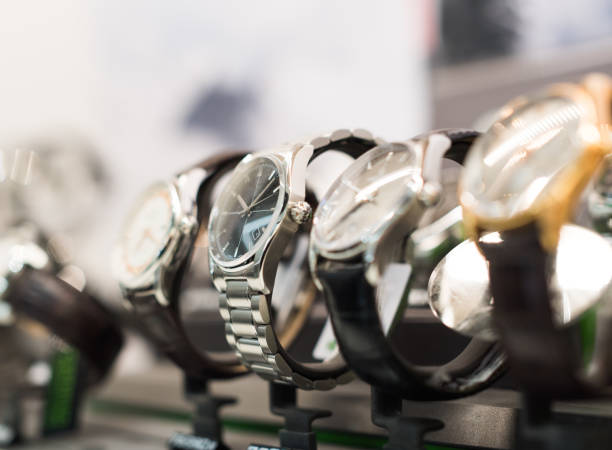 istock Expensive watches in a luxury store 1080133414