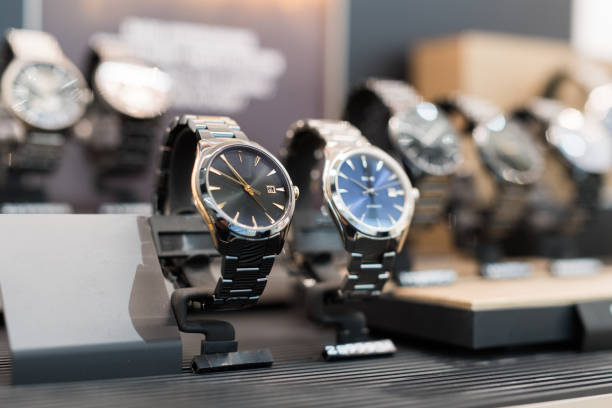 istock Expensive watches in a luxury store 1080133542