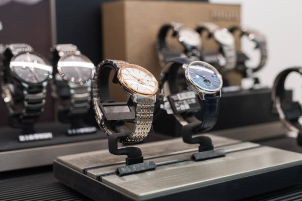 istock Expensive watches in a luxury store 1080133616