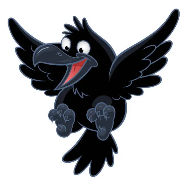 Vector illustration of Cute cartoon raven