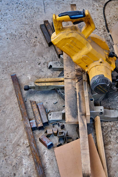 istock Miter saw with cutting disc for metal 1080137588
