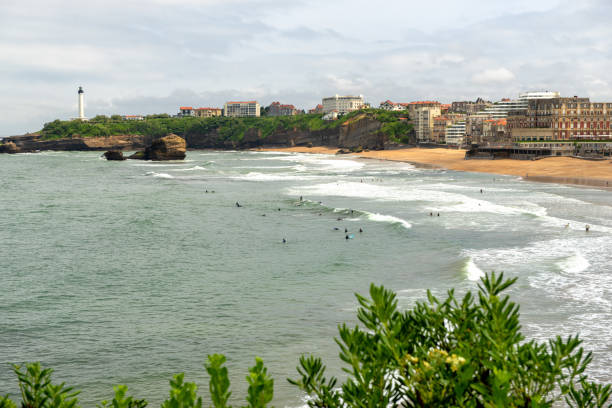 istock view of Biarritz beach under cloudy sky 1080140948