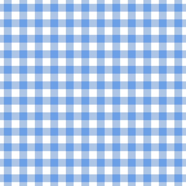 체크 무늬 블루 식탁보 완벽 한 패턴입니다. 깅 엄 체크 무늬 디자인 배경입니다. - blue gingham stock illustrations