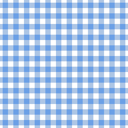Checkered blue tablecloth seamless pattern. Gingham plaid design background for textile print design.