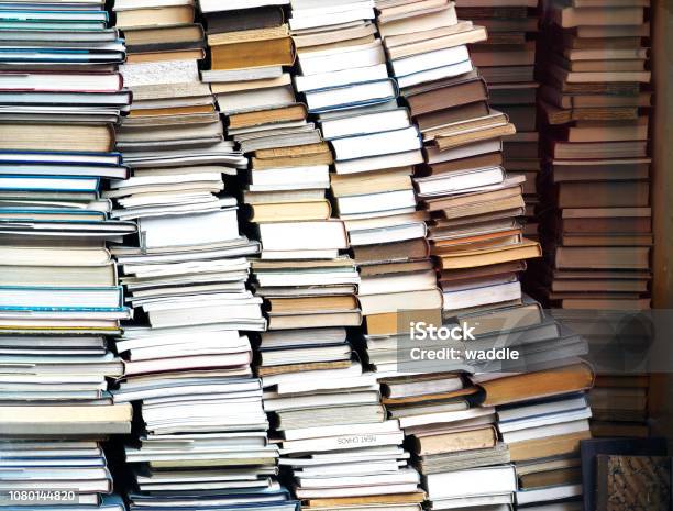 Piles Of Books Stock Photo - Download Image Now - Book, Chaos, Messy