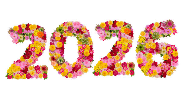 istock Inscription 2026 from fresh flowers isolated on white background 1080158422