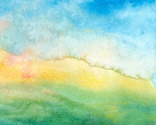 summer landscape, watercolor art background