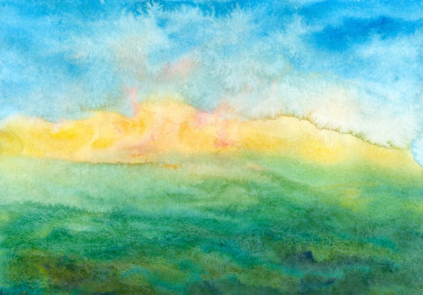 istock summer landscape, watercolor art background 1080159738