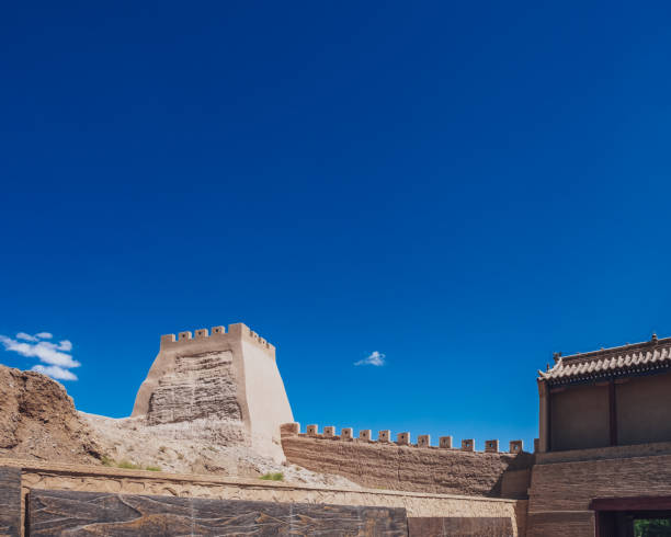 istock Corner tower and wall under blue sky, at Jiayu Pass, in Jiayuguan, China 1080166922